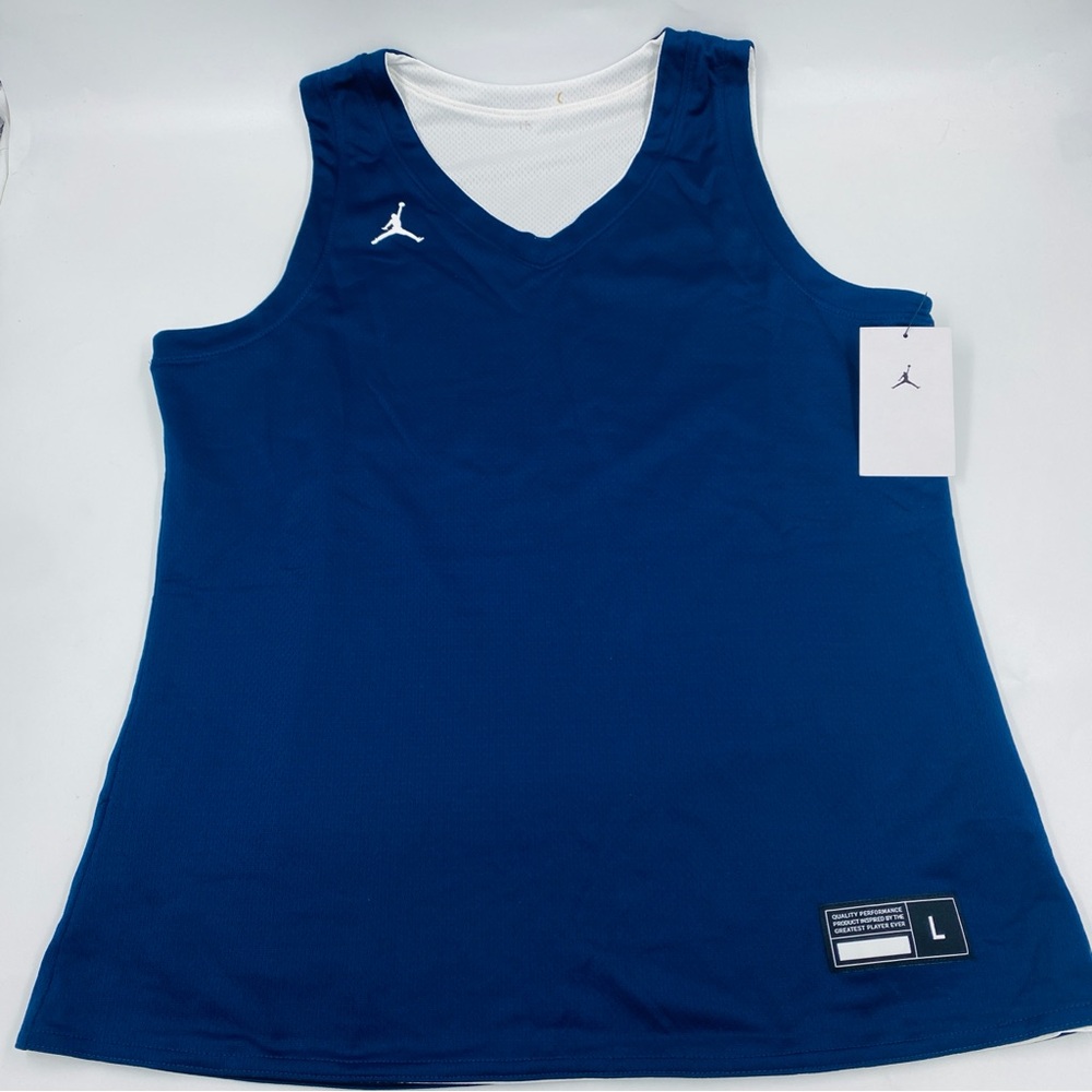NWT Nike Jordan Reversible Basketball Jersey Navy White L